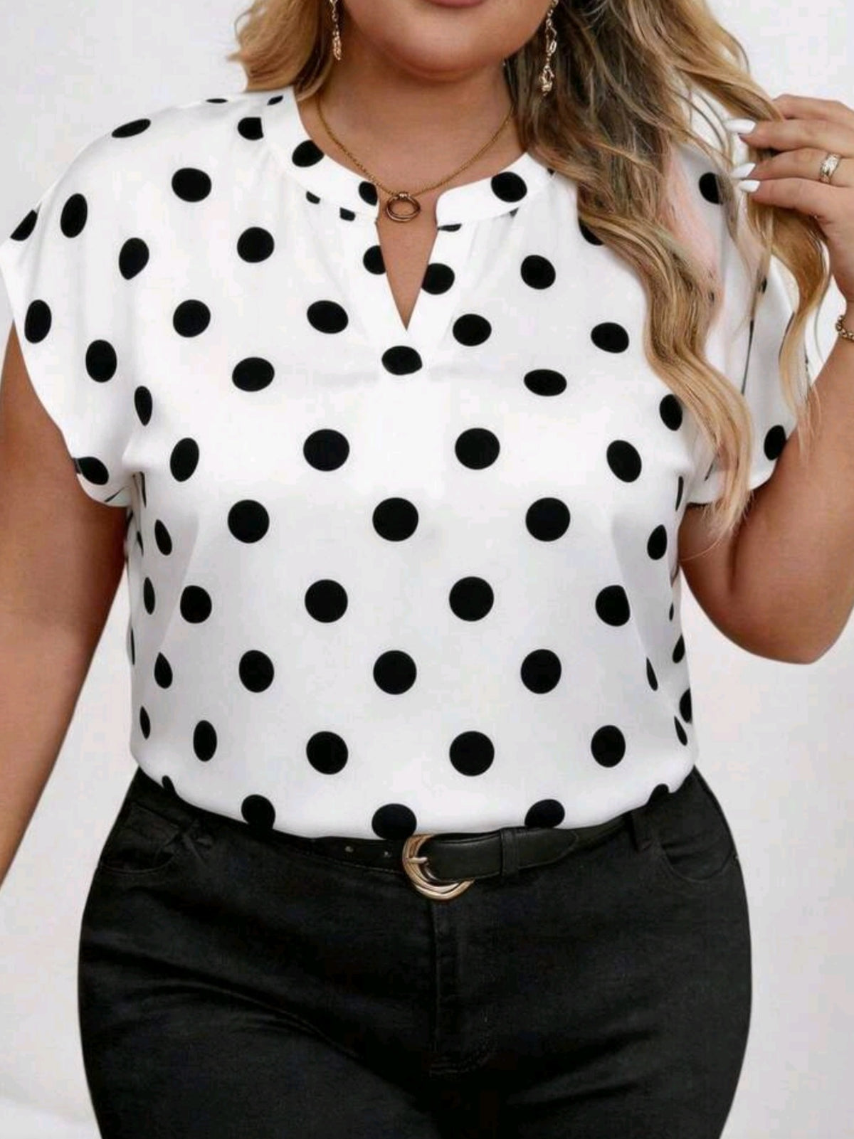 0495 Polkadot Short Sleeve Blouse
