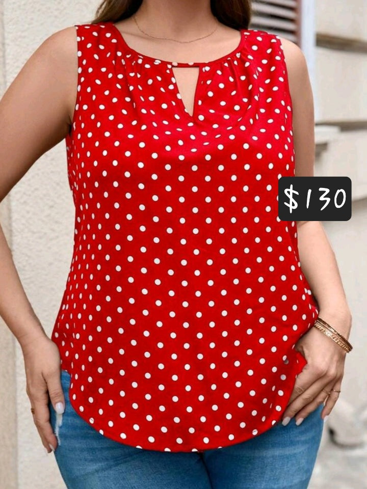 #3775 Polka Dot Print Elegant Top