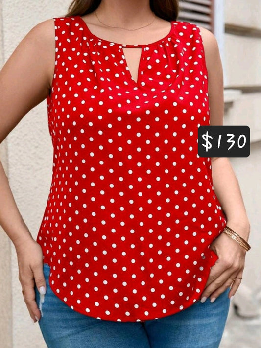 #3775 Polka Dot Print Elegant Top