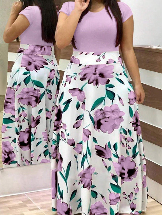 0201  Neck Short Sleeve Dress