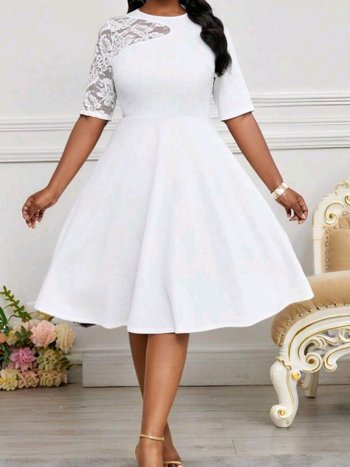 1961 Lace Patchwork Midi Dress