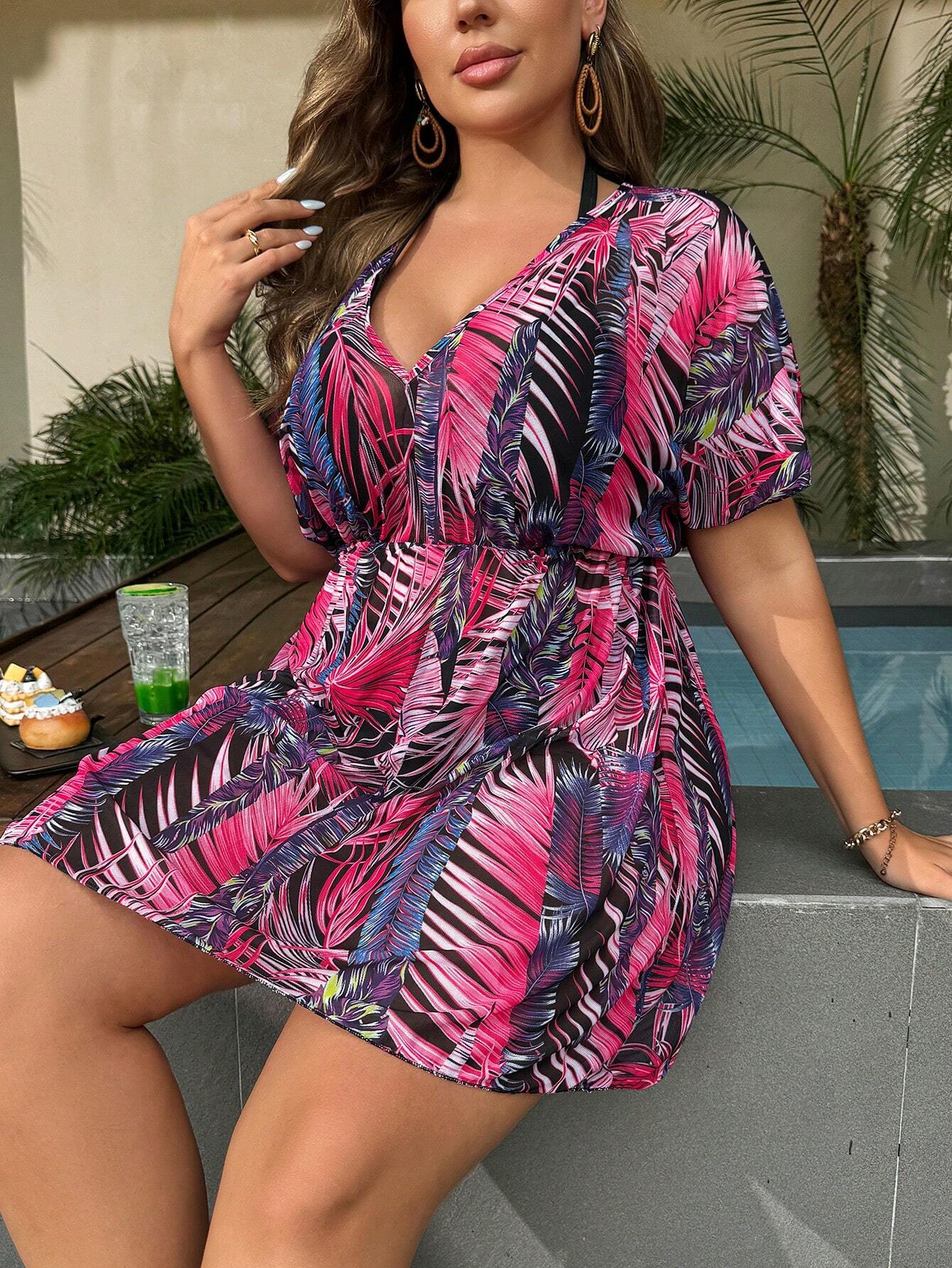 4947 Tropical Print Coverup Dress