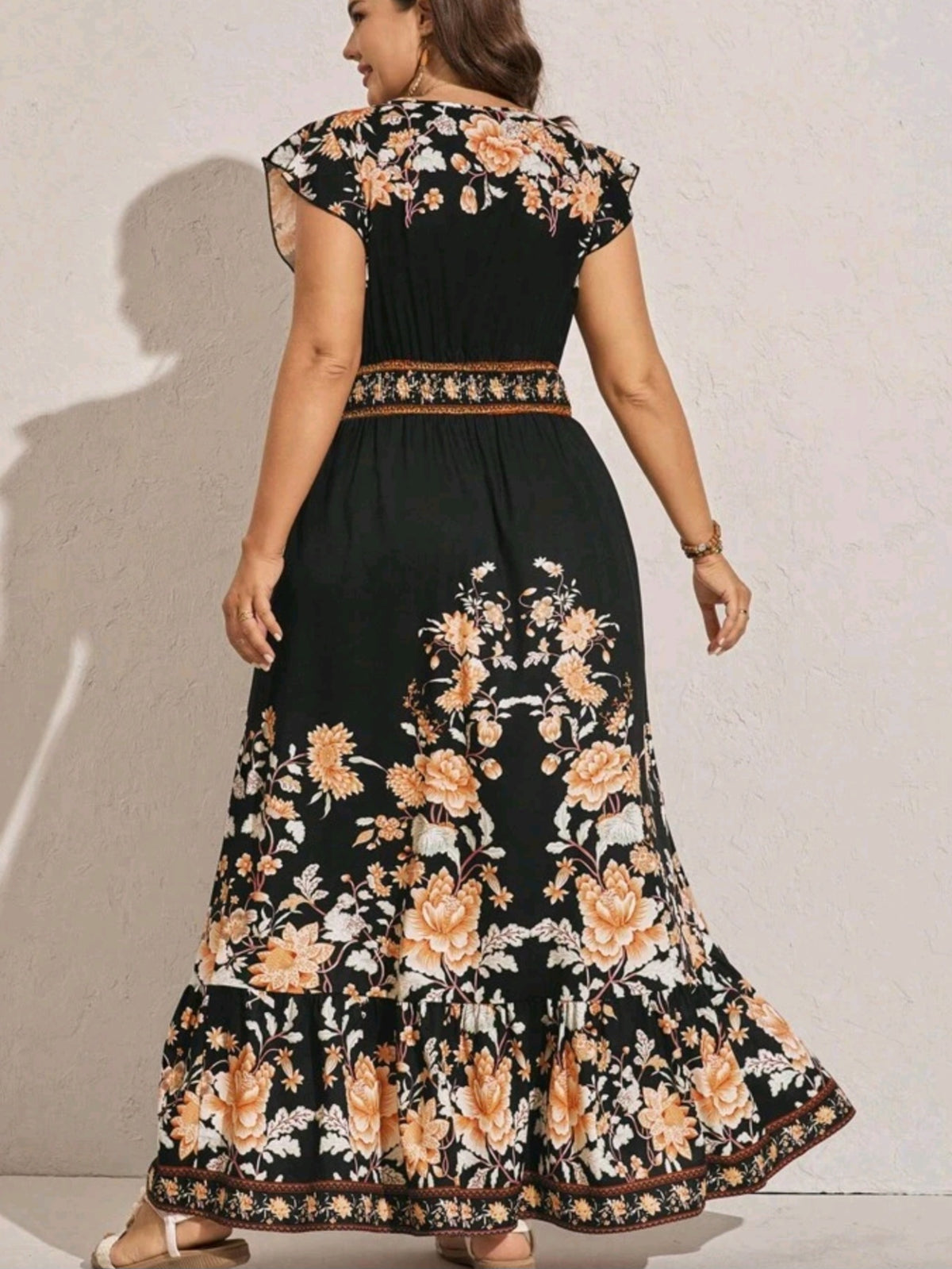 2220 Ruffle Sleeve Maxi Dress