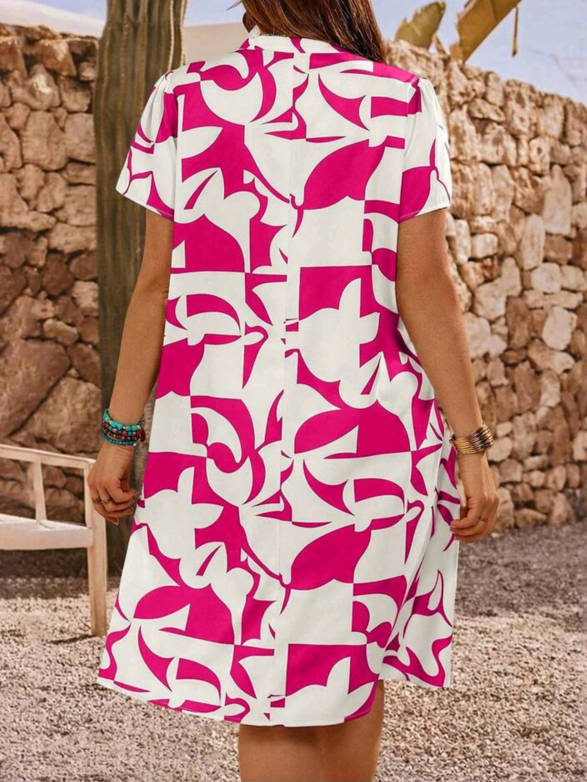 2781 Geometric Print Midi Dress