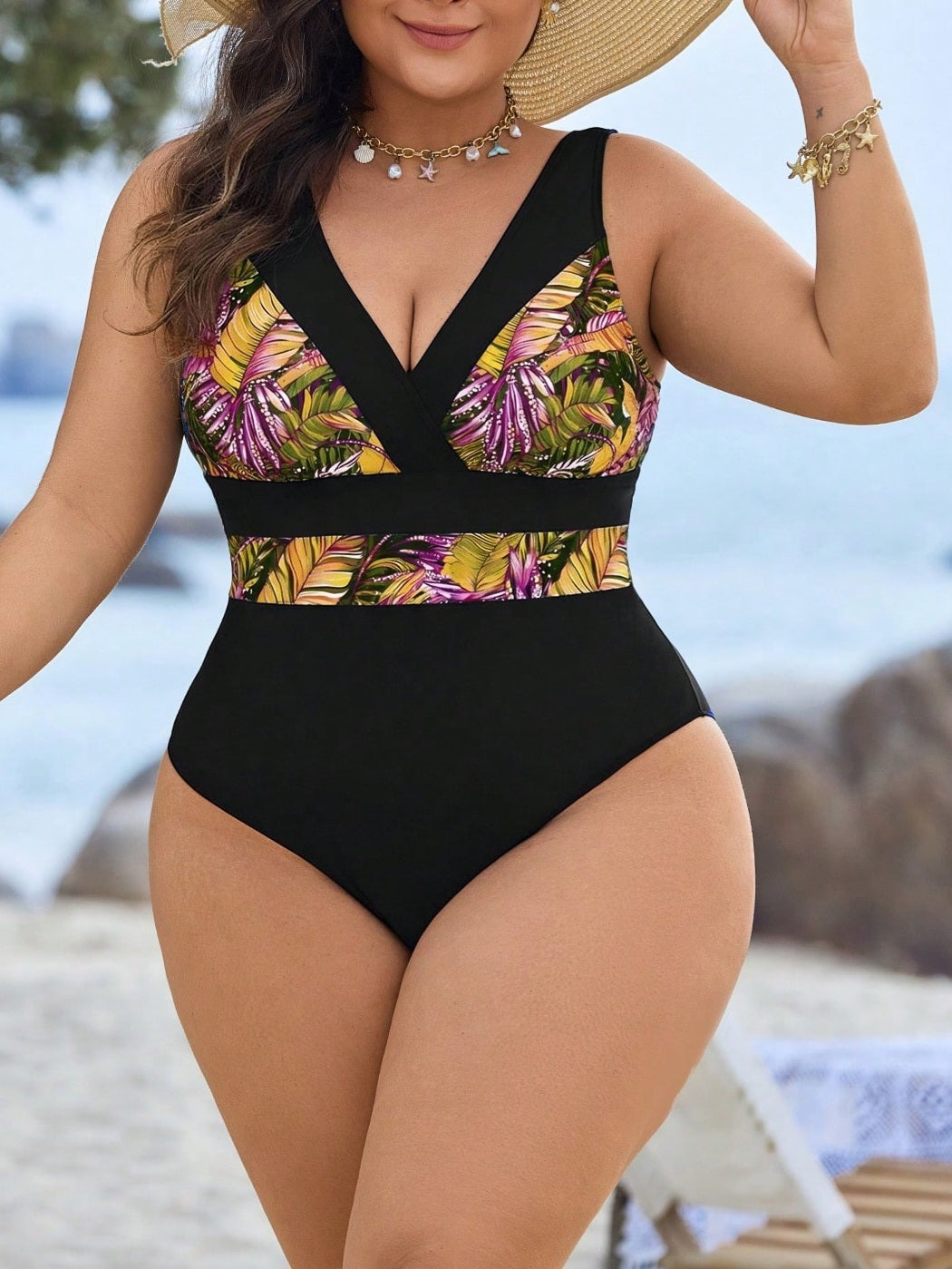 6763 Color Block One-Piece Swimsuit