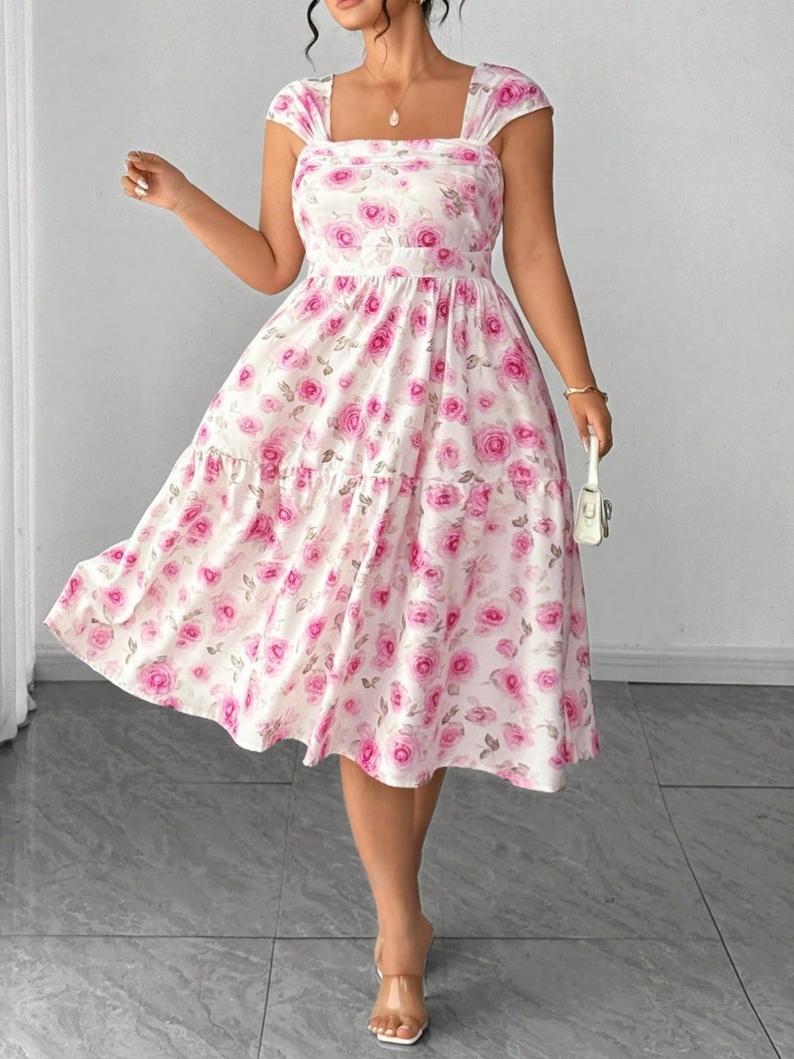0393 Pleated A-Line Dress