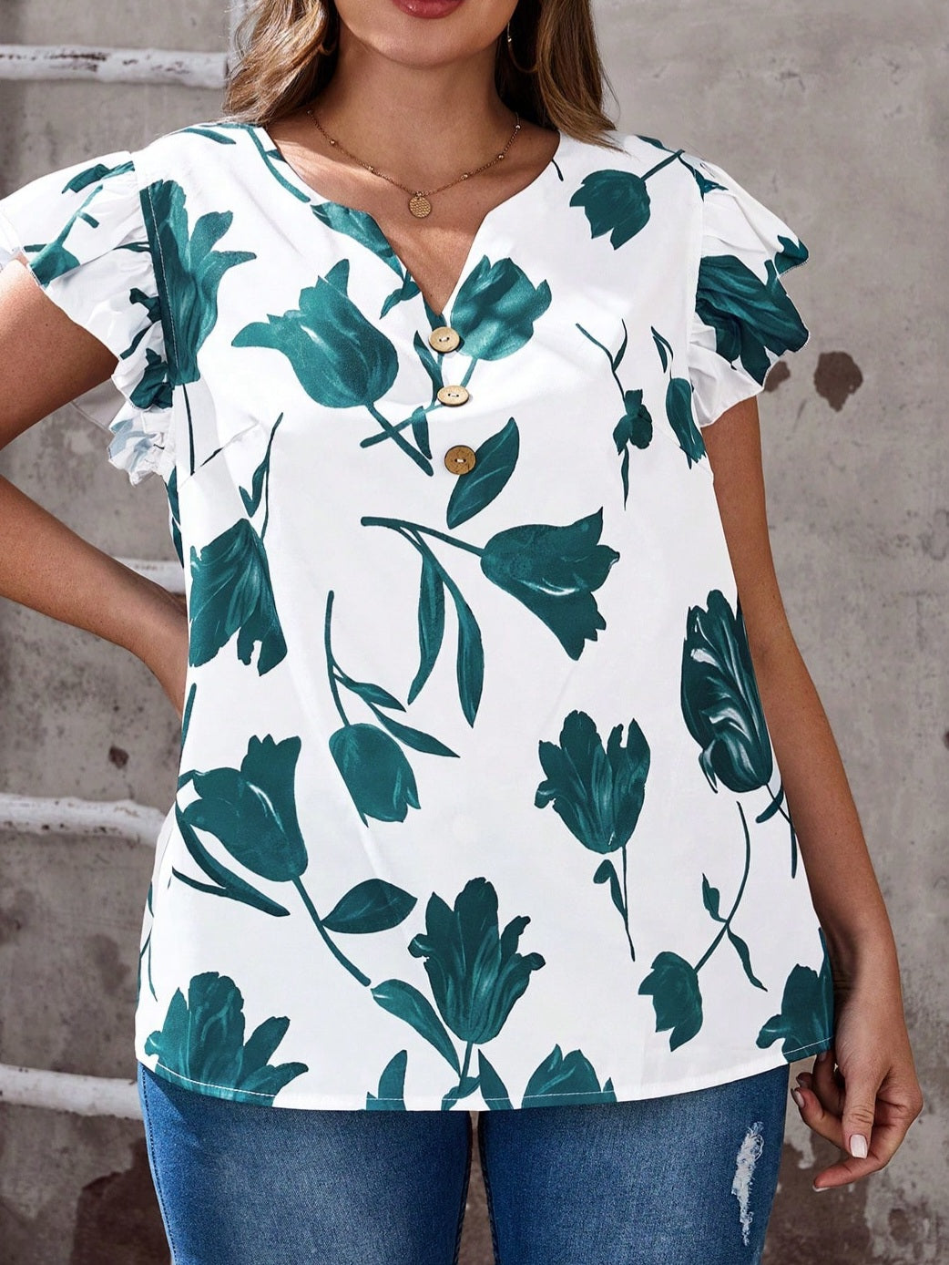 8036 Boho V Neck Top