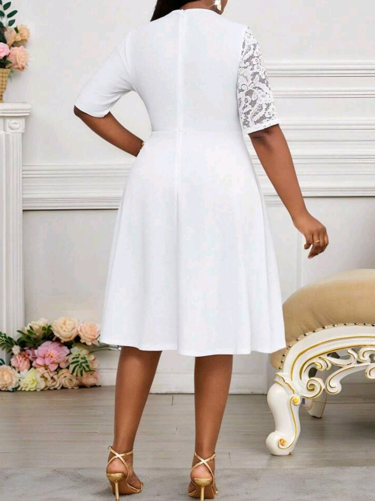1961 Lace Patchwork Midi Dress