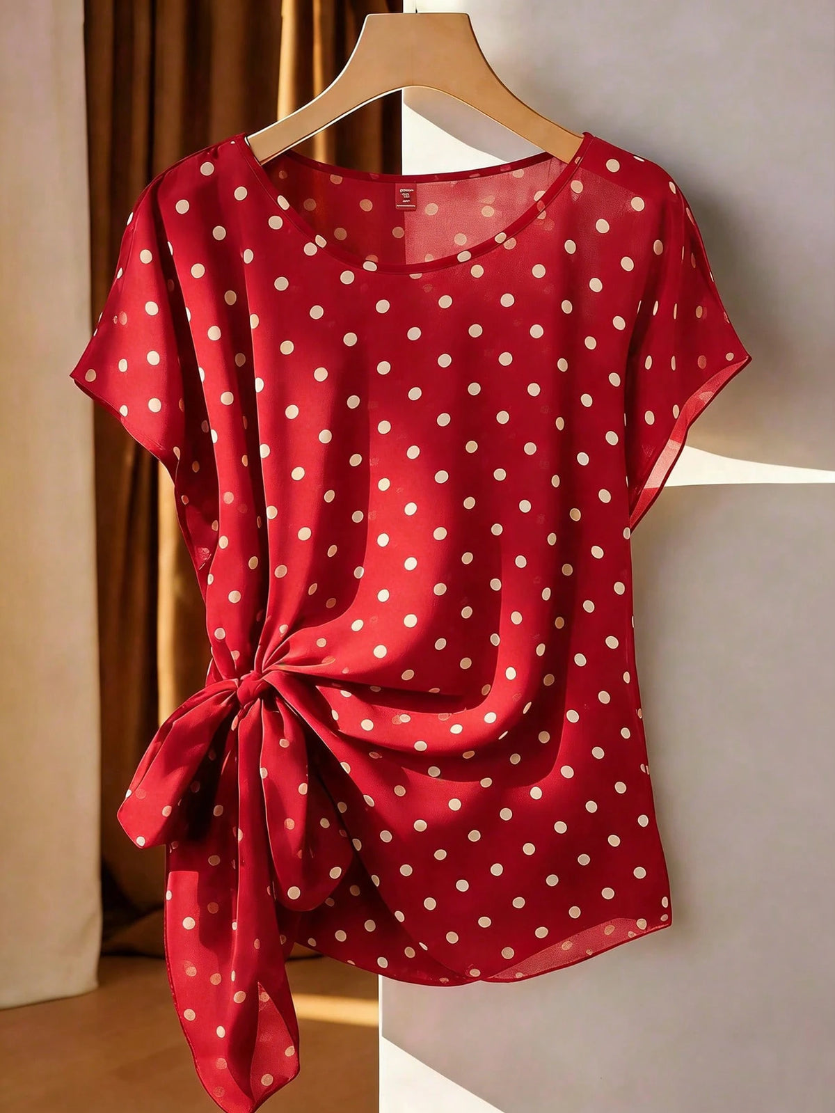 4787 Polka Dot Tie Bow Top