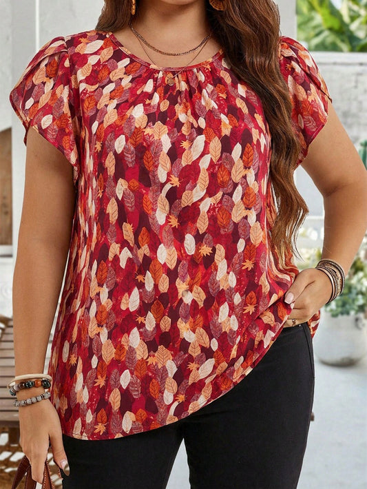 9418 Petal Sleeve Tunic Blouse