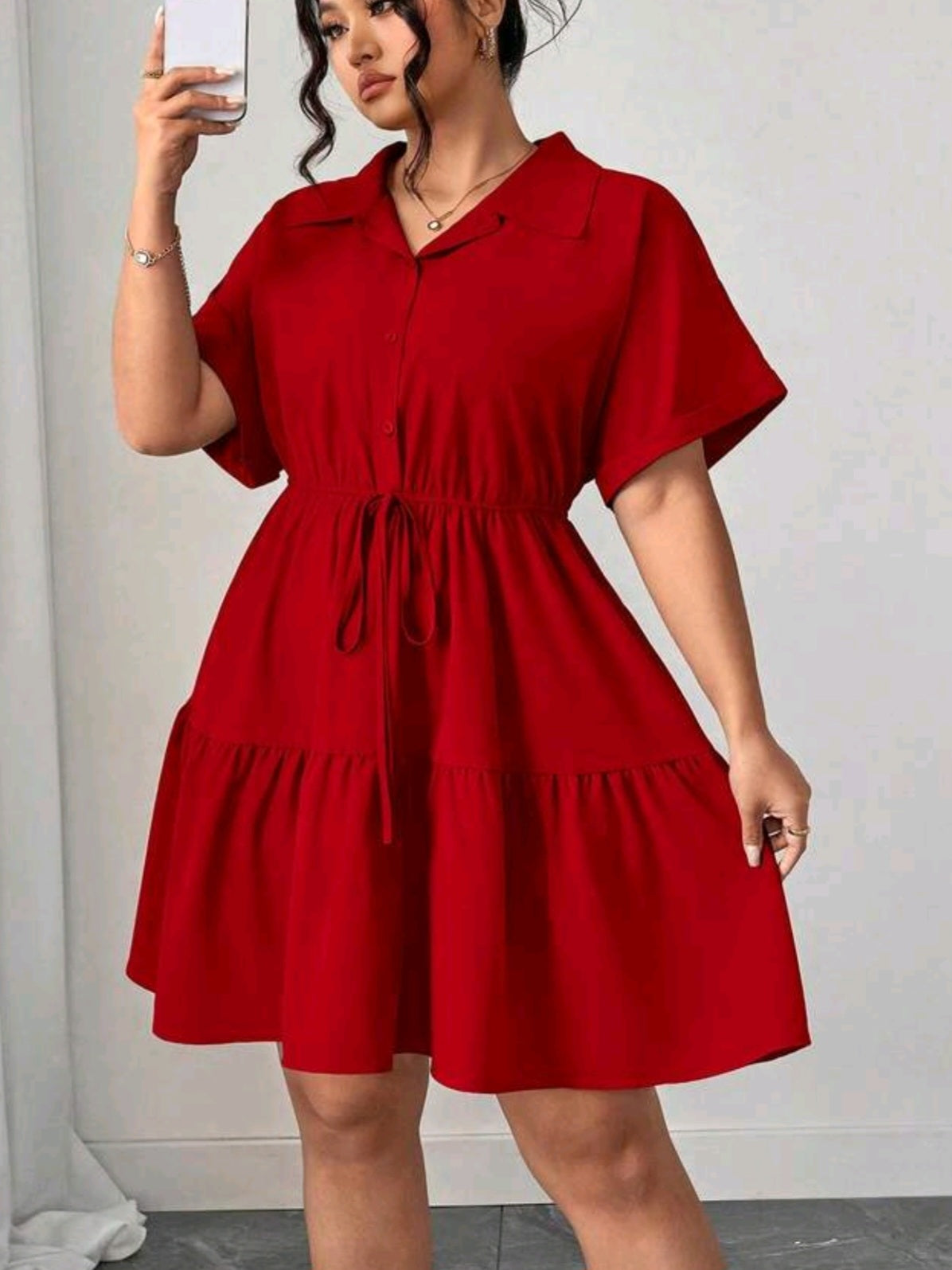 4365 Dress With Ruffle Hem And Collar