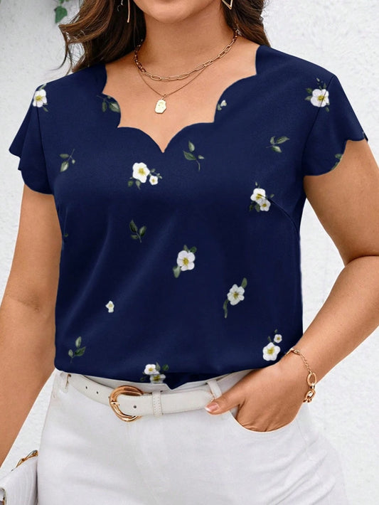 #3655 Shell Trim Woven Printed Shirt