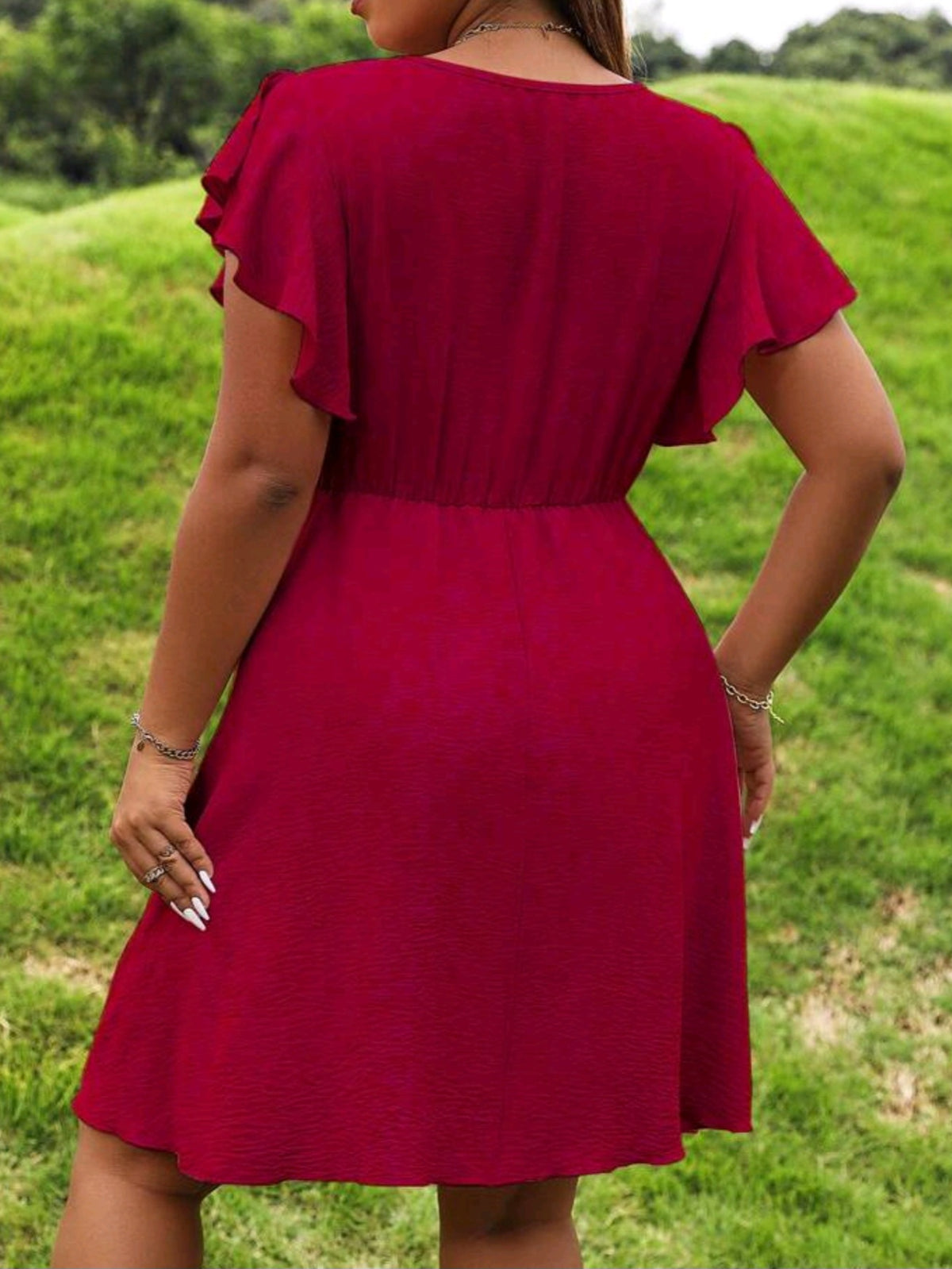 6936 Butterfly Sleeve Wrap Dress
