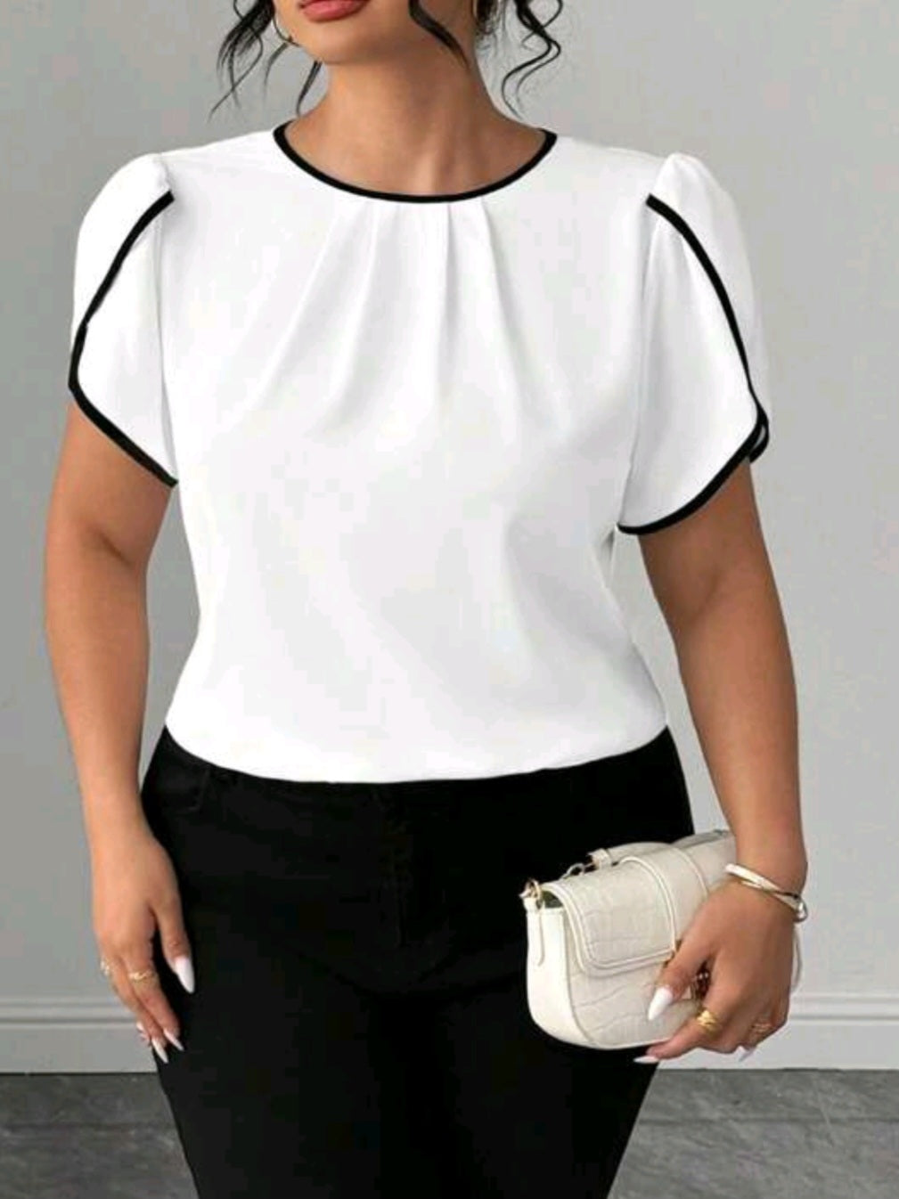 1814 Ruffle and Trim Blouse