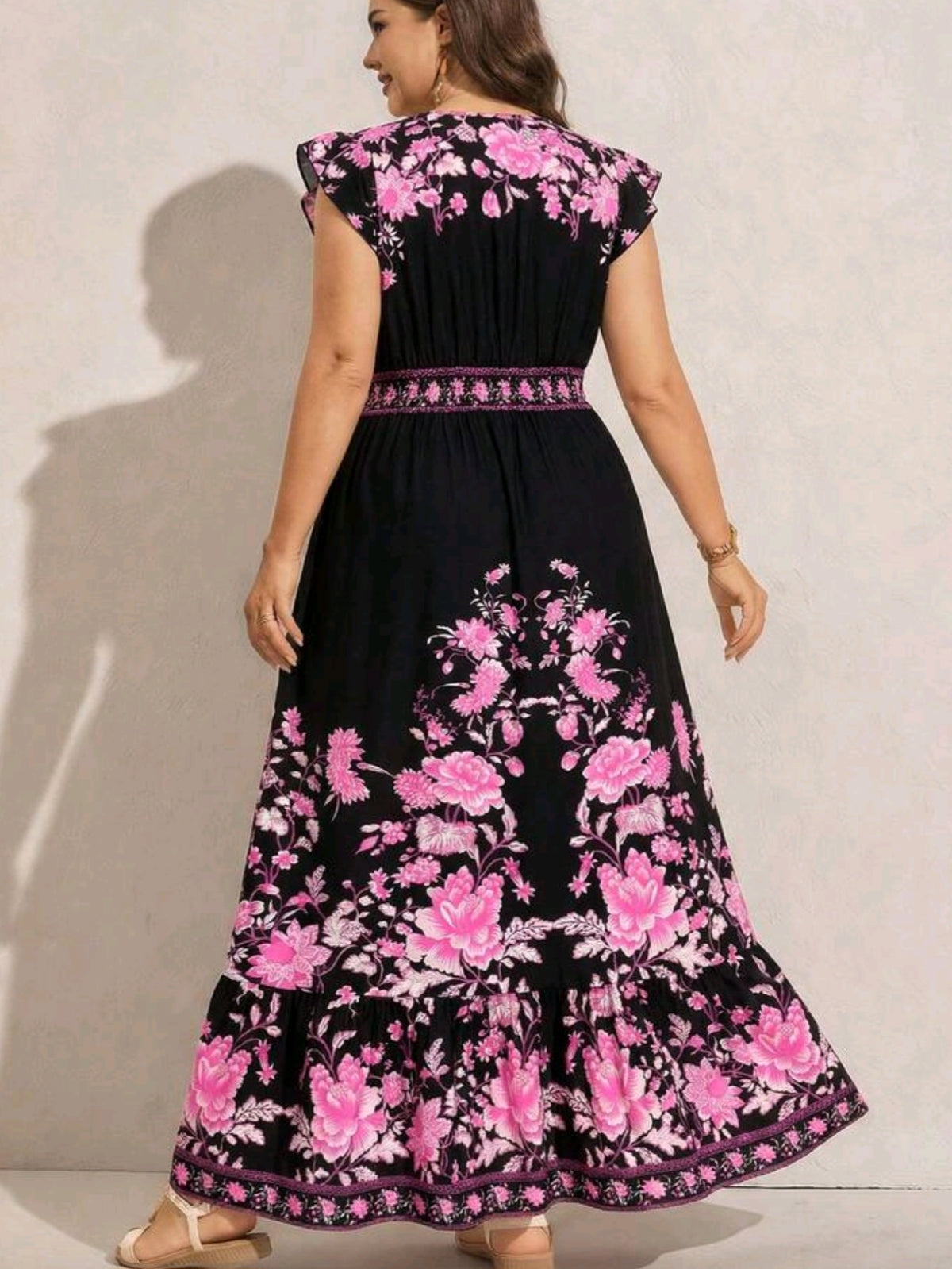 9455 Ruffle Sleeve Maxi Dress