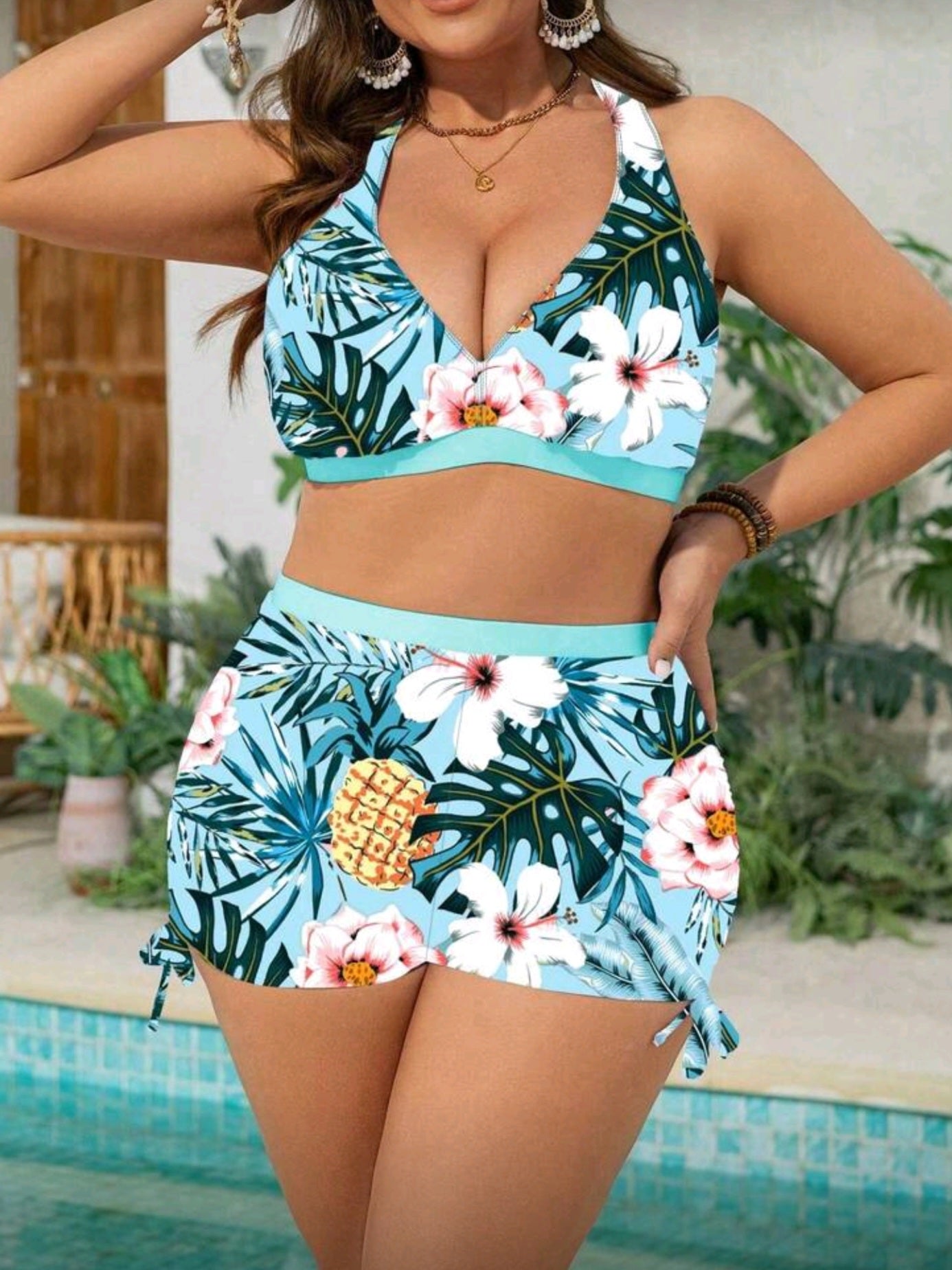 5157 3-Piece Random Print Tankini Swimwear Set
