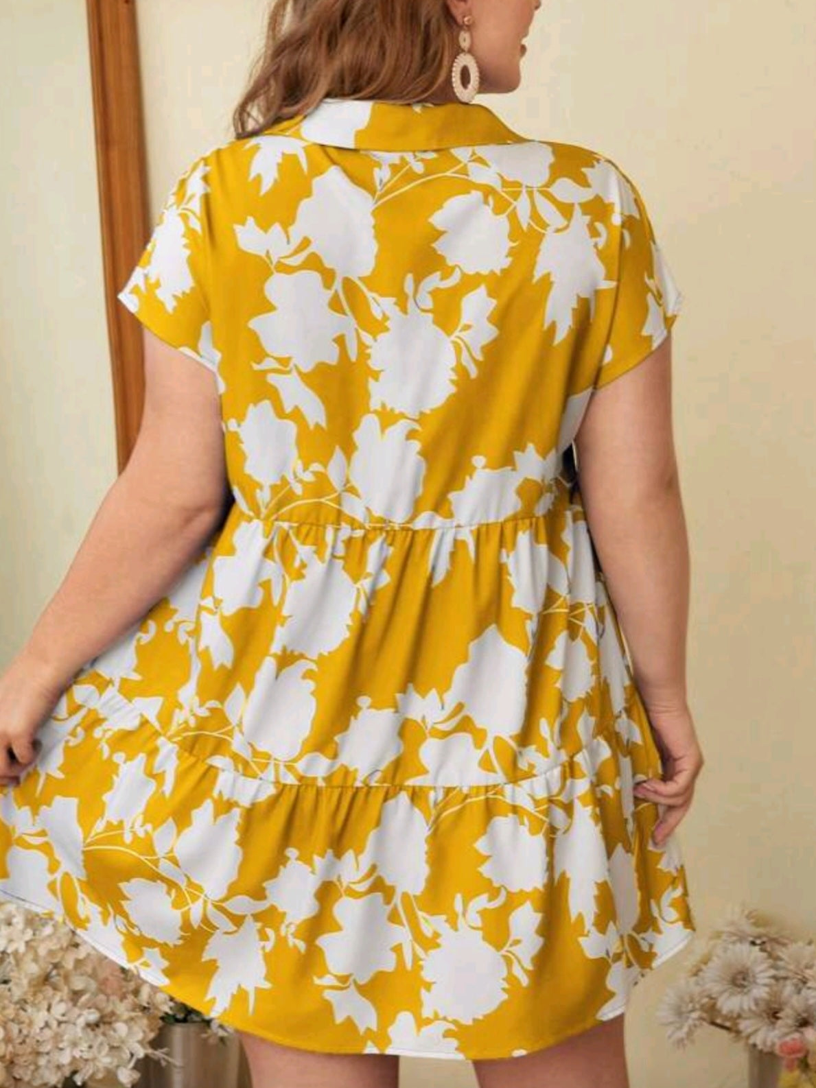 9989 Button Front Loose Fit Floral Dress